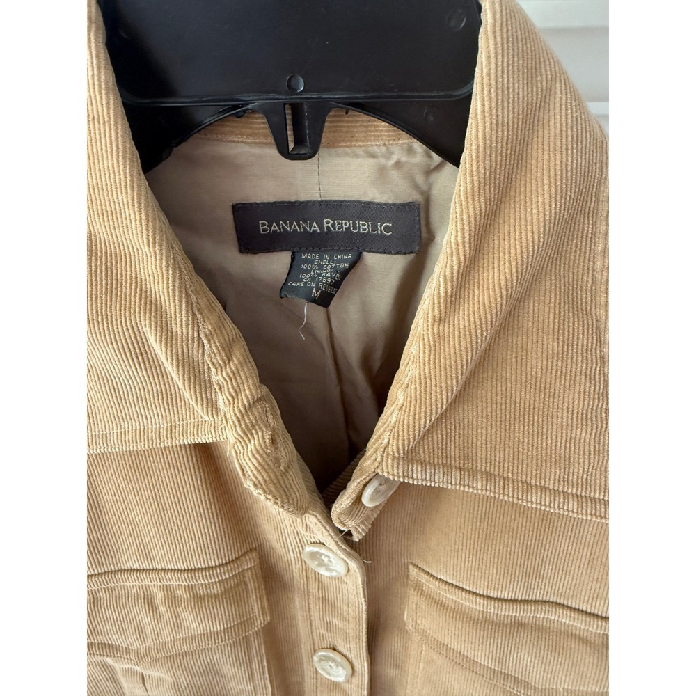 Banana Republic Corduroy Jacket Tan Brown Utility Belted Safari Style Medium - Picture 2 of 5